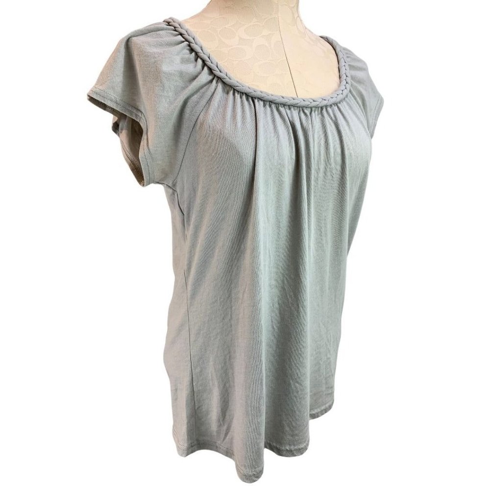 Small Gap Scoop Neck Light Gray Tshirt Braided Neckline Women's New